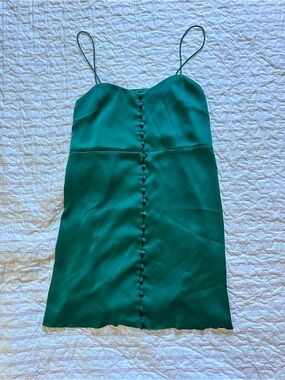 Urban Outfitters Emerald Green Slip Dress with Front Buttons